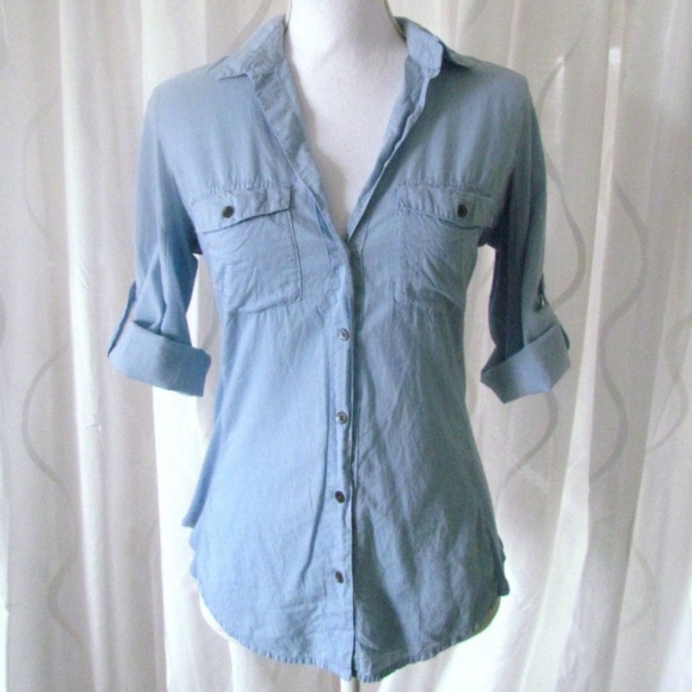 James Perse Button Down Shirt with Flower Detail